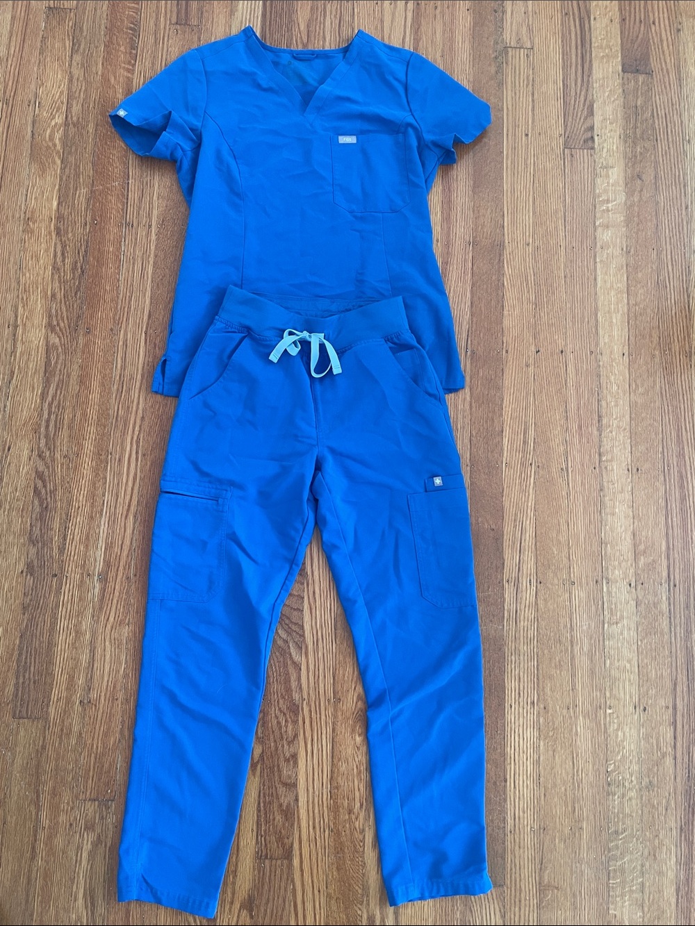 Figs XS/ petite high waisted yola royal blue skinny scrub Catarina slim S top
